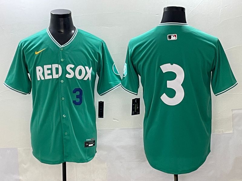 Men 2025 Boston Red Sox 3 No Name Green Joint Name Nike MLB Jersey style 3